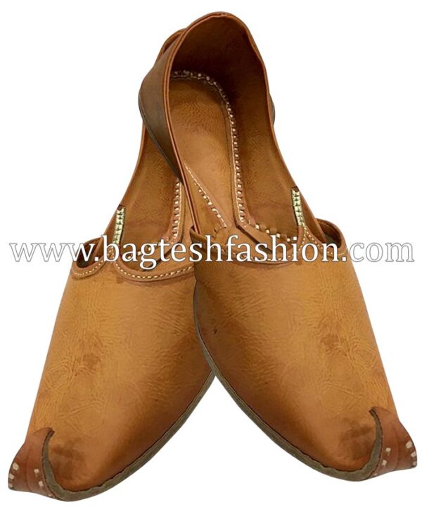 Mens Yellow Leather Punjabi Style Mojari