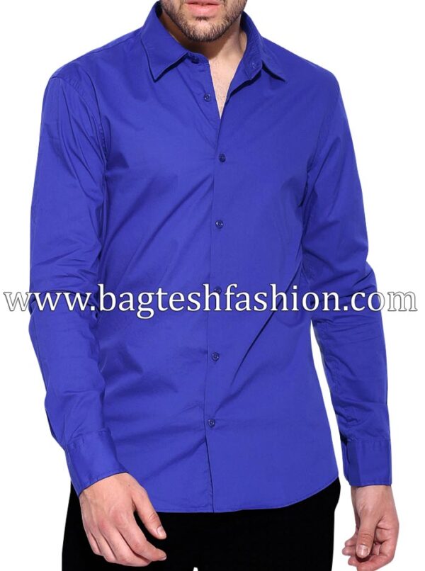 Mens Royal Blue Cotton Dress Shirt